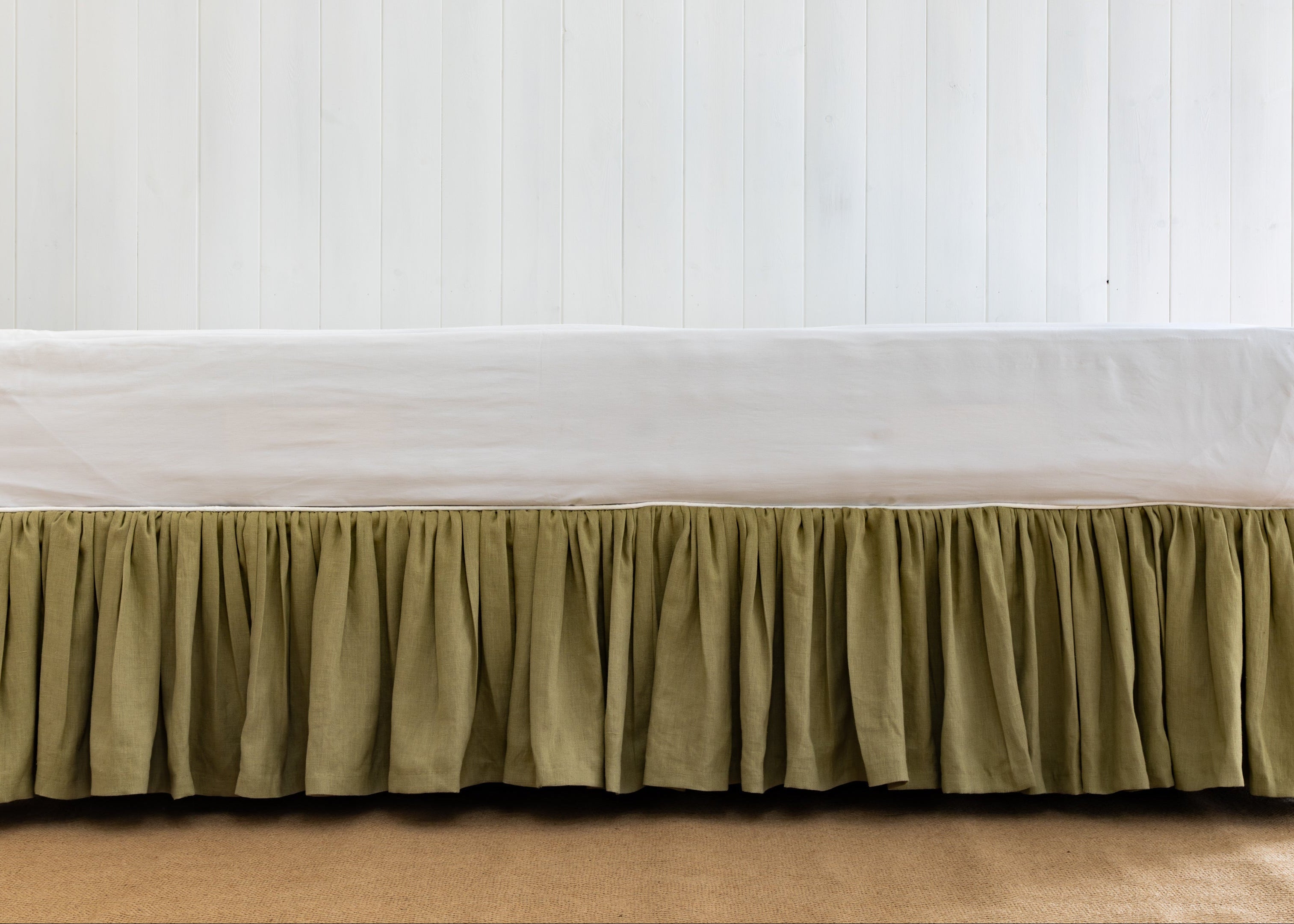 bed valance with ruffle or gathers in green